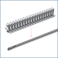 Собранные сдвижные элементы(тележку) устанавливаем на направляющий рельс